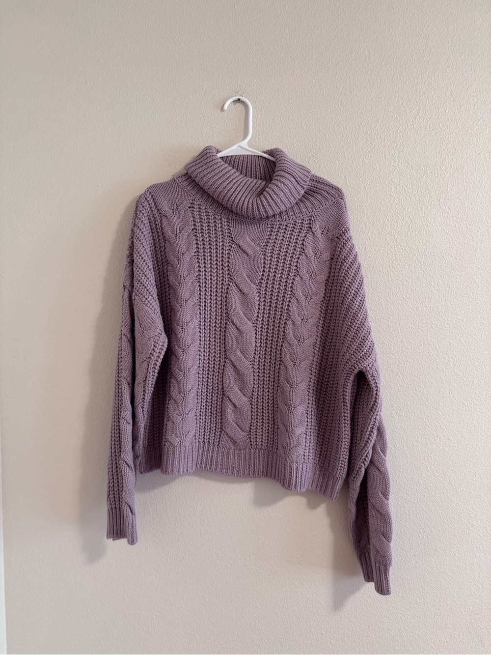 Rock and roll denim Cozy Cable Knit Turtleneck Sweater in Lavender
